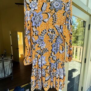 Corey Lynn Calter Vibrant Orange and Blue Floral Dress